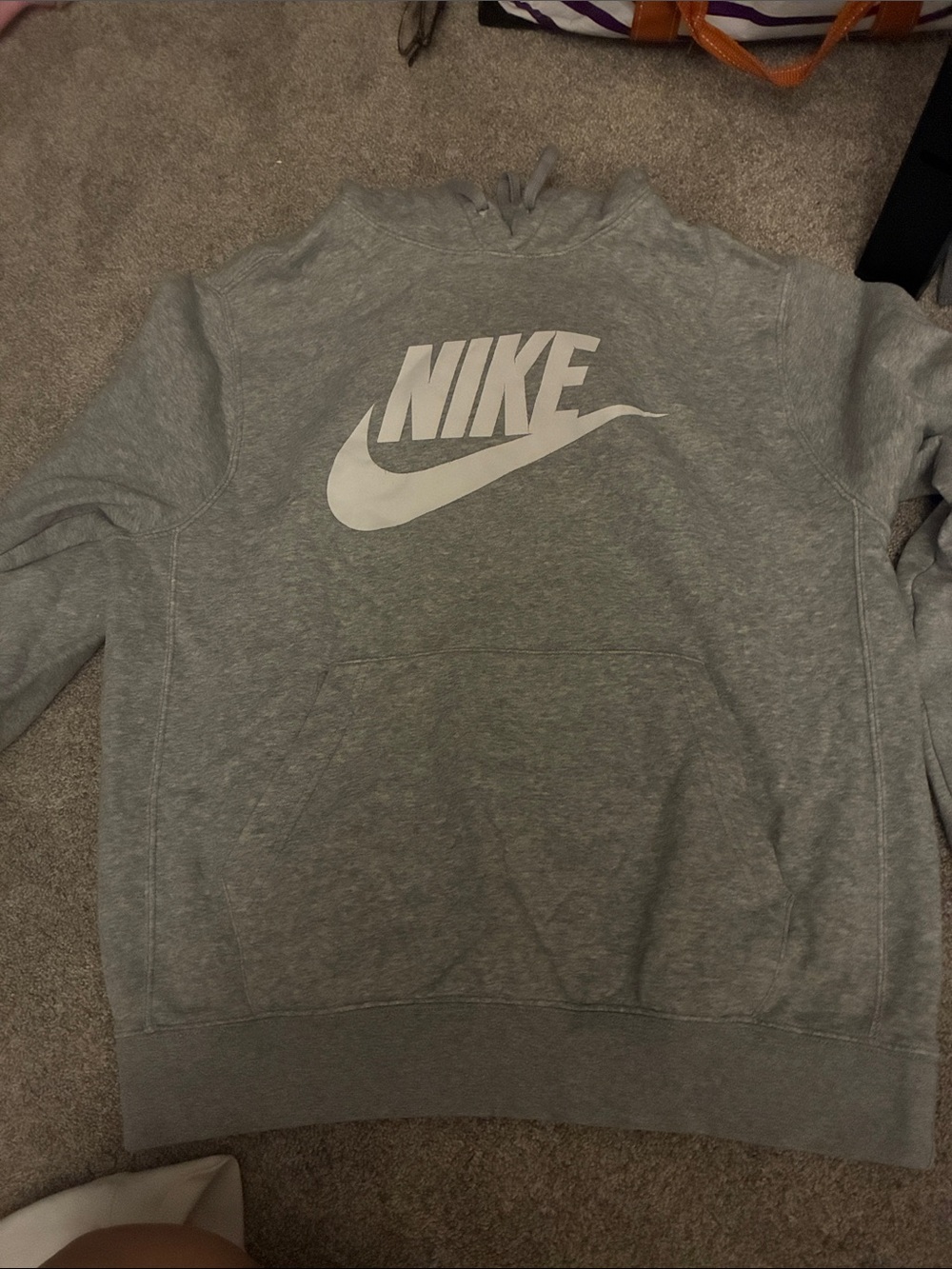 Nike Men's Gray Crewneck Sweatshirt with White Logo